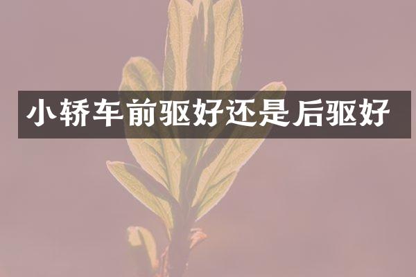 小轿车前驱好还是后驱好