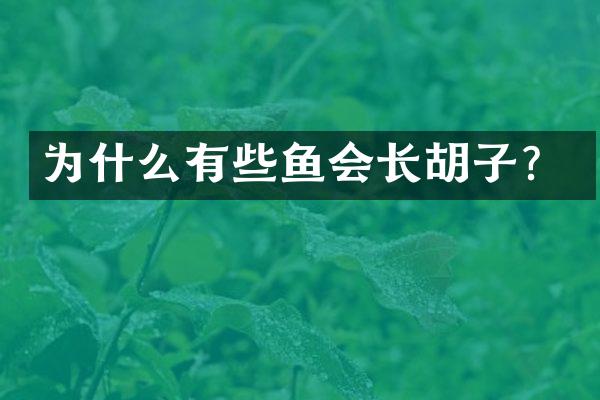 为什么有些鱼会长胡子？