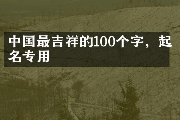 中国最吉祥的100个字，起名专用