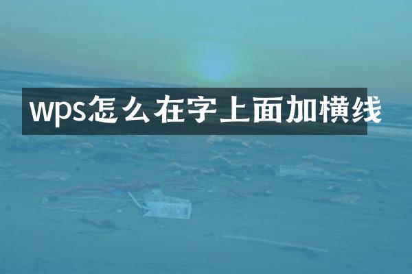 wps怎么在字上面加横线