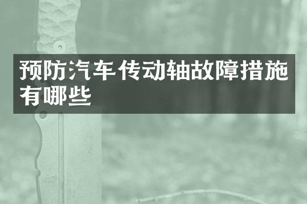 预防汽车传动轴故障措施有哪些