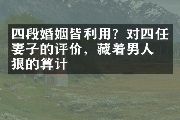 四段婚姻皆利用？对四任妻子的评价，藏着男人最狠的算计