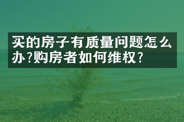 买的房子有质量问题怎么办?购房者如何维权? 