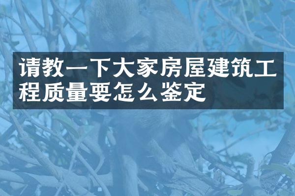 请教一下大家房屋建筑工程质量要怎么鉴定