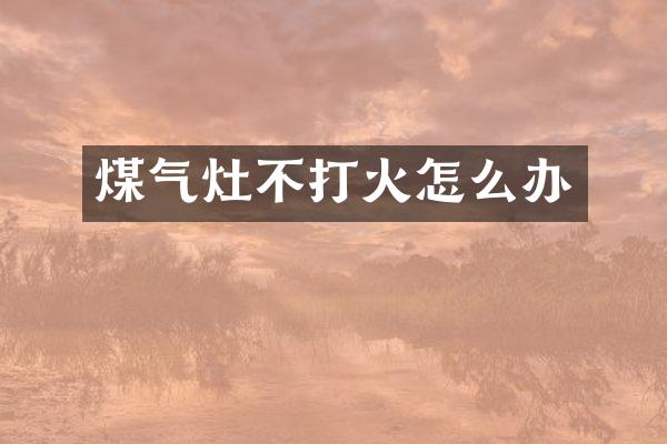 煤气灶不打火怎么办