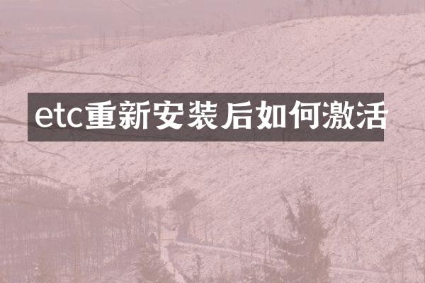 etc重新安装后如何激活