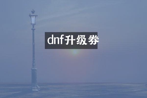 dnf升级券