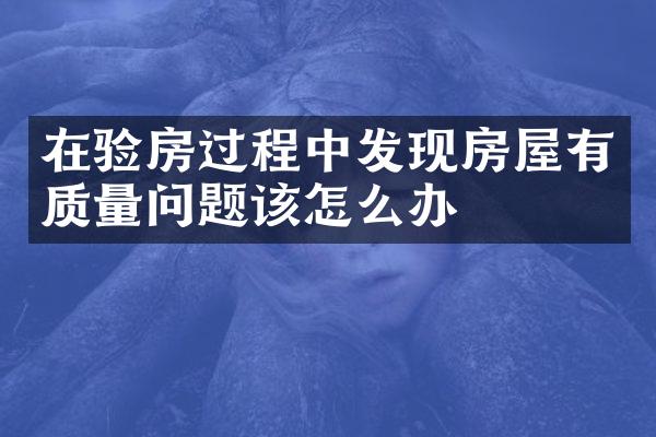 在验房过程中发现房屋有质量问题该怎么办