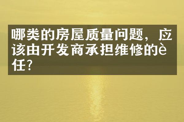 哪类的房屋质量问题，应该由开发商承担维修的责任？