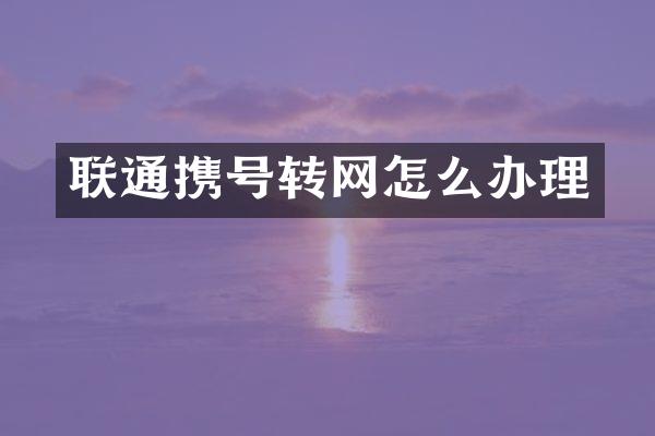 联通携号转网怎么办理