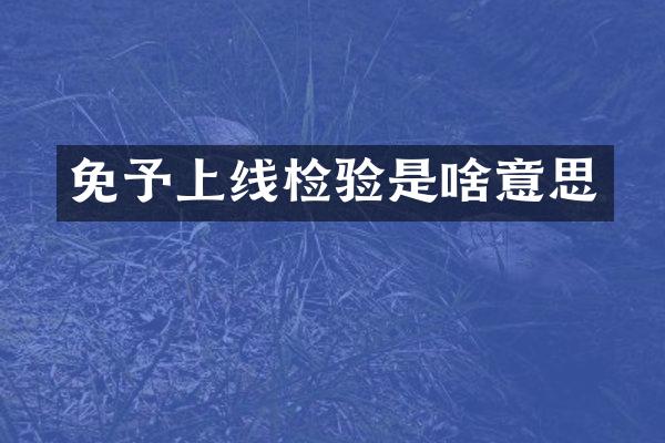 免予上线检验是啥意思