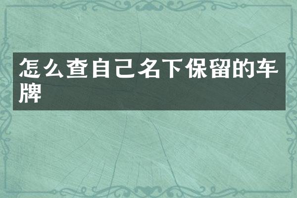 怎么查自己名下保留的车牌