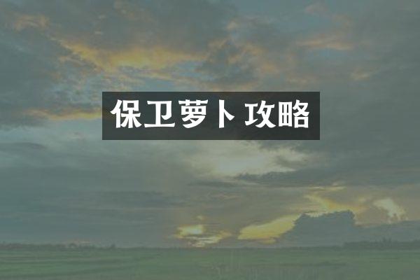 保卫萝卜攻略