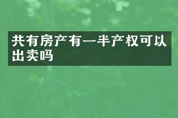 共有房产有一半产权可以出卖吗