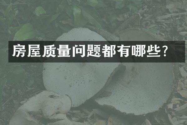 房屋质量问题都有哪些？