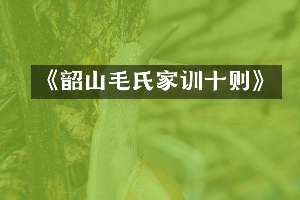 《韶山毛氏家训十则》
