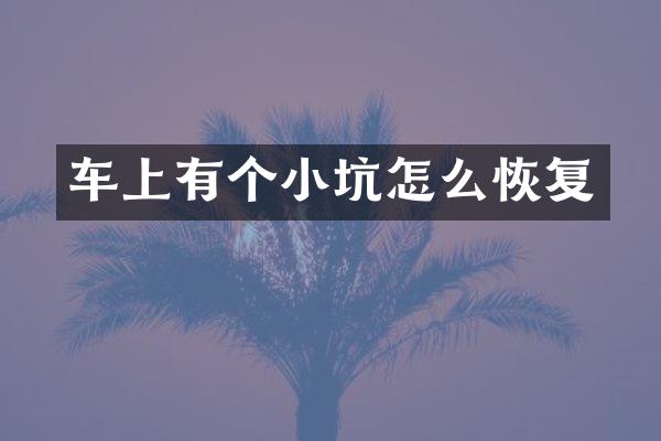 车上有个小坑怎么恢复