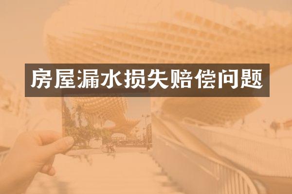 房屋漏水损失赔偿问题