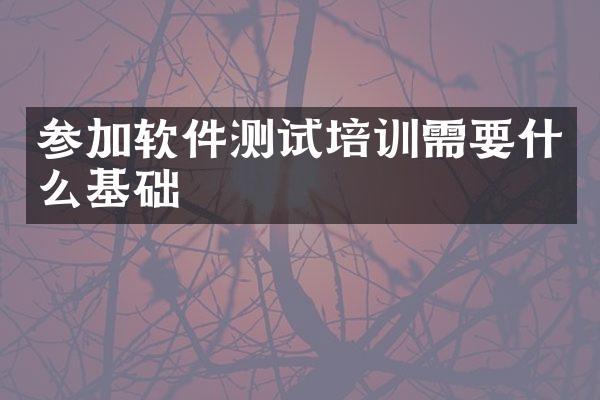 参加软件测试培训需要什么基础
