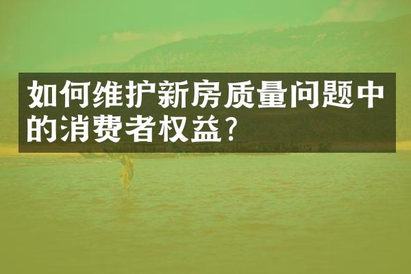 如何维护新房质量问题中的消费者权益？