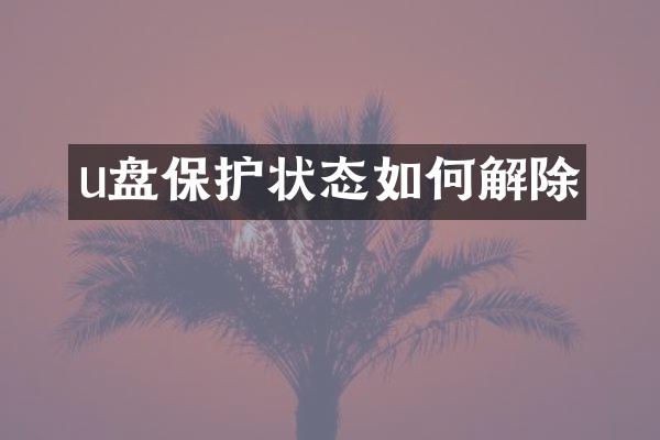 u盘保护状态如何解除