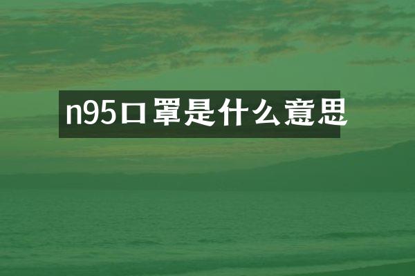 n95口罩是什么意思