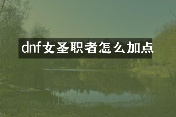 dnf女圣职者怎么加点