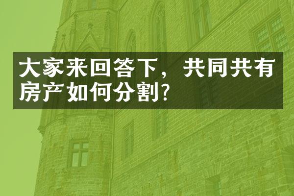 大家来回答下，共同共有房产如何分割？