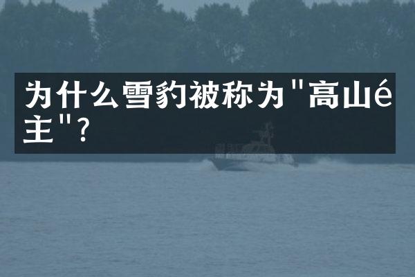 为什么雪豹被称为"高山霸主"?