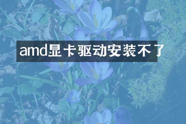 amd显卡驱动安装不了