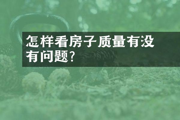 ﻿﻿怎样看房子质量有没有问题？