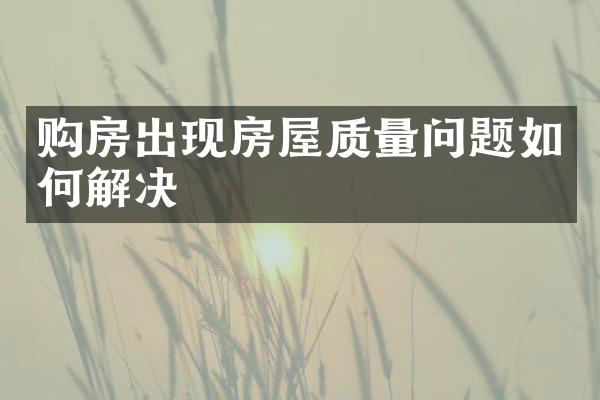 购房出现房屋质量问题如何解决