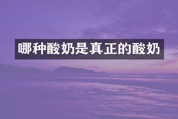 哪种酸奶是真正的酸奶