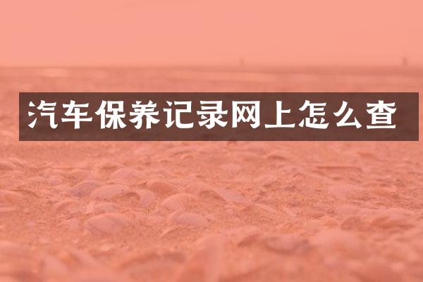 汽车保养记录网上怎么查