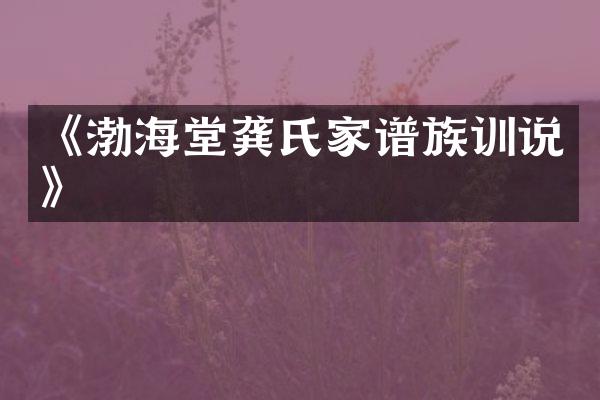 《渤海堂龚氏家谱族训说》
