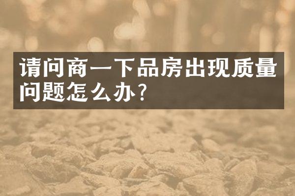 请问商一下品房出现质量问题怎么办？