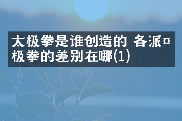 太极拳是谁创造的 各派太极拳的差别在哪(1)