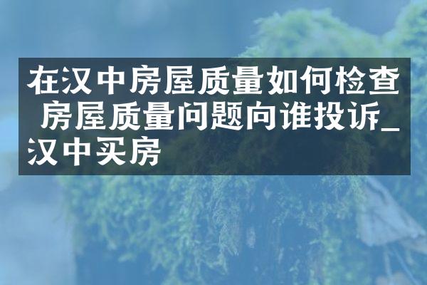 在汉中房屋质量如何检查 房屋质量问题向谁投诉_汉中买房