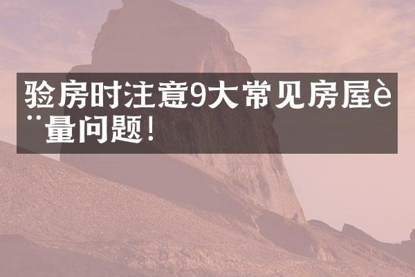 验房时注意9大常见房屋质量问题！