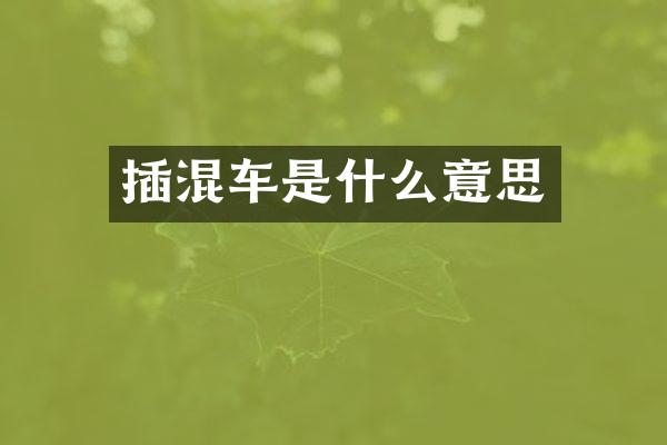 插混车是什么意思
