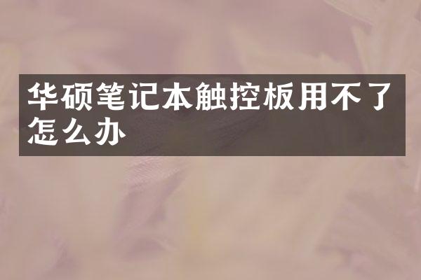华硕笔记本触控板用不了怎么办