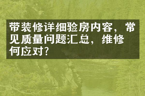 带装修详细验房内容，常见质量问题汇总，维修如何应对？