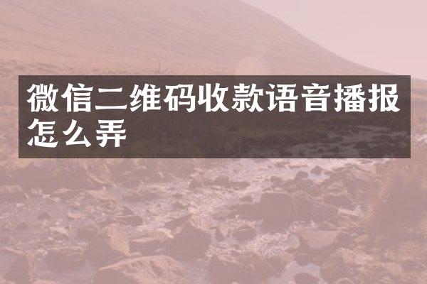 微信二维码收款语音播报怎么弄