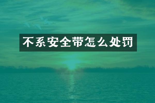 不系安全带怎么处罚
