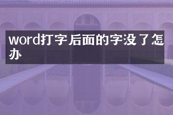 word打字后面的字没了怎么办