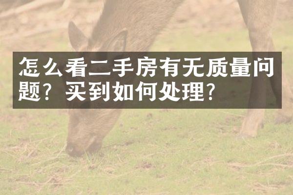 怎么看二手房有无质量问题？买到如何处理？