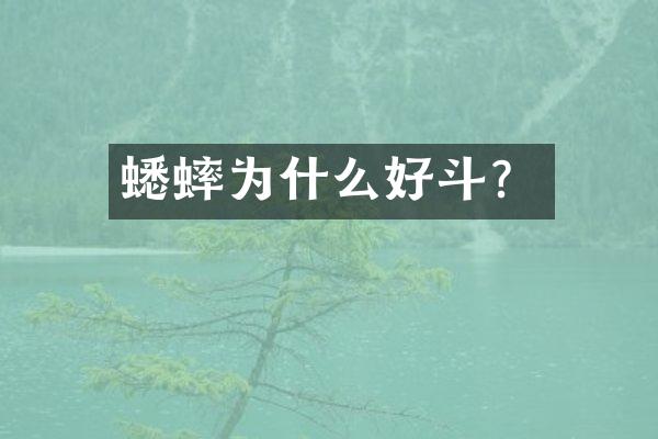 蟋蟀为什么好斗？