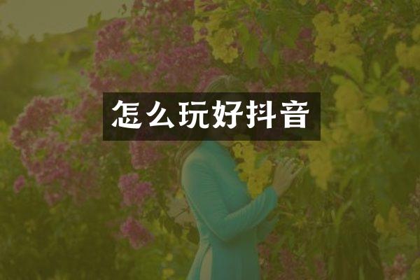 怎么玩好抖音