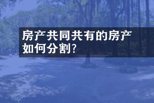 ﻿﻿房产共同共有的房产如何分割？