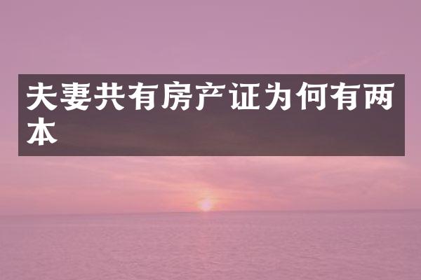 夫妻共有房产证为何有两本